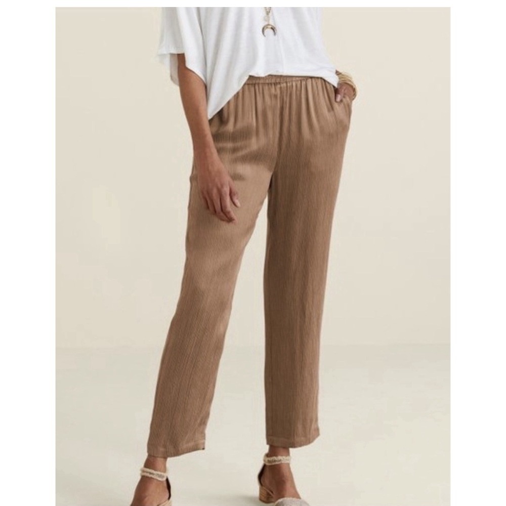 Soft Surroundings 1X Cupro Straight Leg Pants Pull On Lightweight Silky Beach - Picture 2 of 11